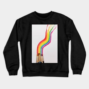 Watercolored rainbow swirl and brushes Crewneck Sweatshirt